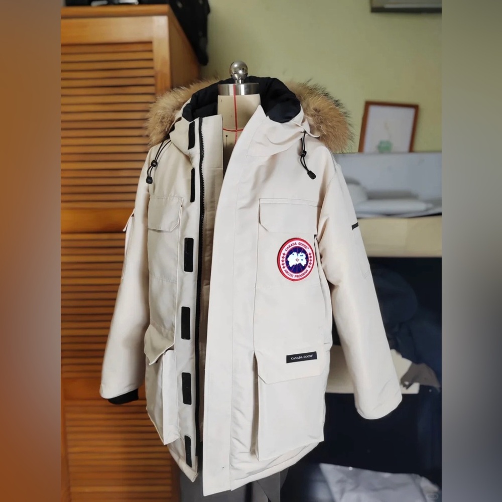 Women's (Unisex!) Canada Goose Ivory Parka with Real Fur Trim Hood